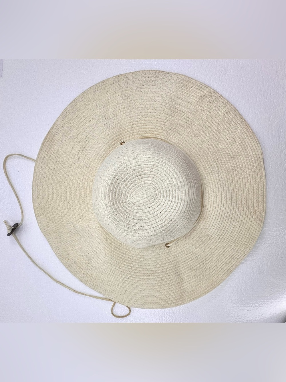 Prana Bright Egg Shell Colored Genevieve Wide Brim Straw Sun Hat - Picture 8 of 13